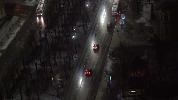 Cronologia Aérea Horizonte Cidade Riga Noite 2017 Letónia — Vídeo de Stock