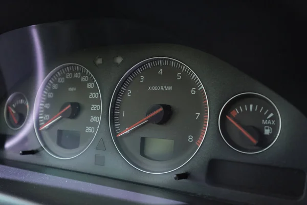 Araba Odometer Panel Hız Yakıt Diğer Şaretler Gösterir — Stok fotoğraf