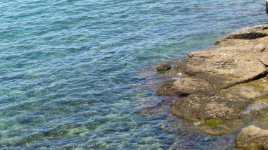 Cliff yeşil deniz güneşli günde Türkiye'de yakın