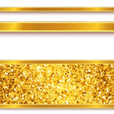 Altın kağıt şeritler, parlak beyaz sınırlarında
