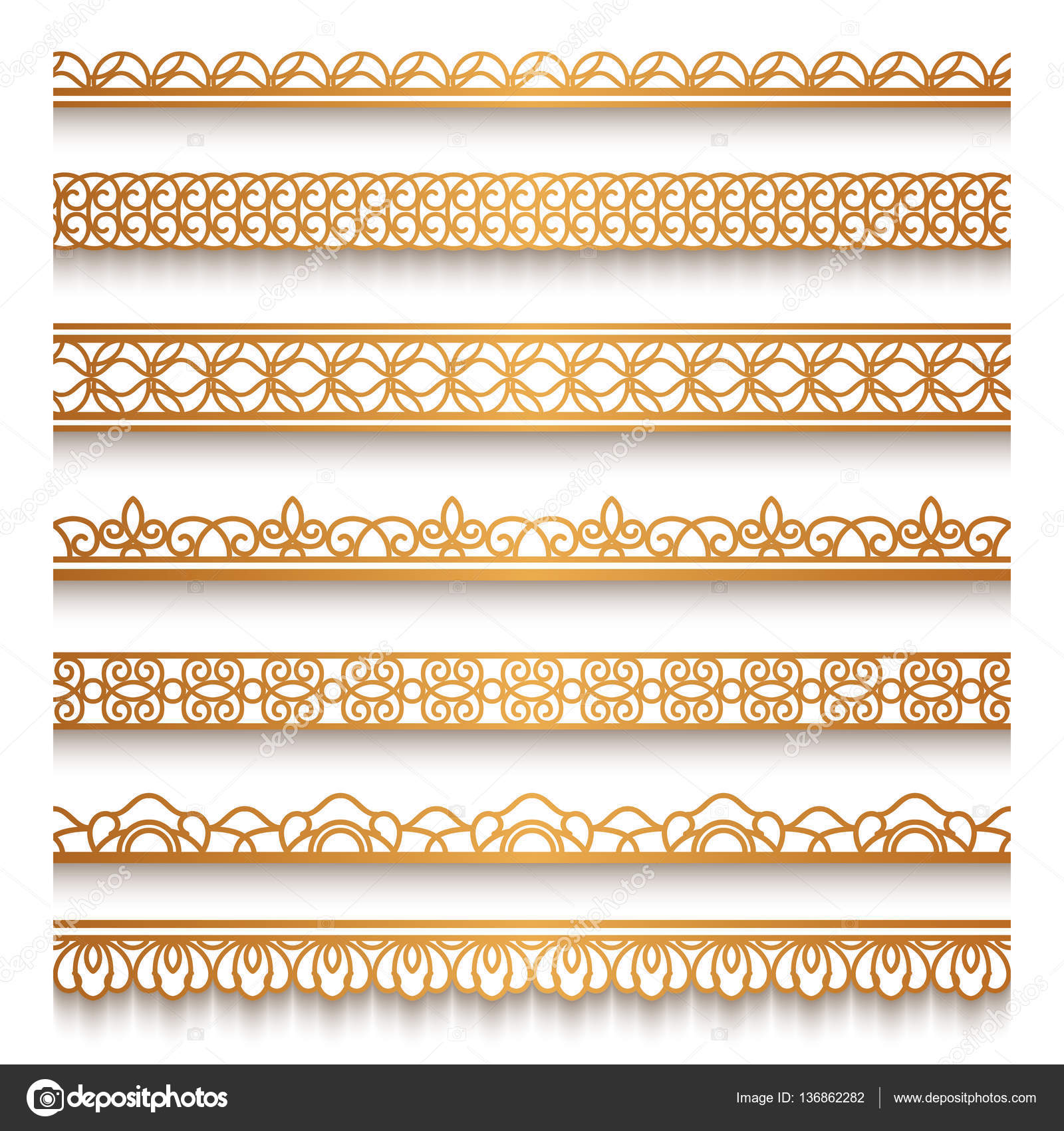 Gold border set on white — Stock Vector © magenta10 #136862282
