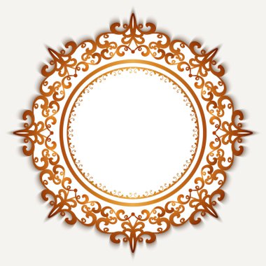Gold circle frame on white clipart