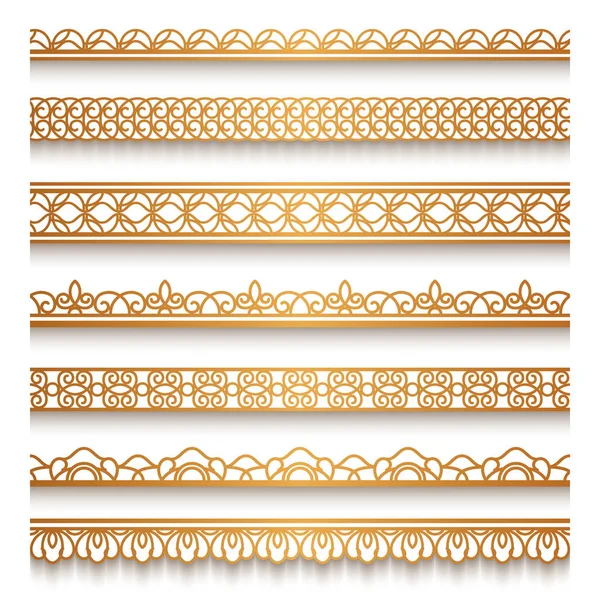 Borde dorado engastado en blanco — Vector de stock