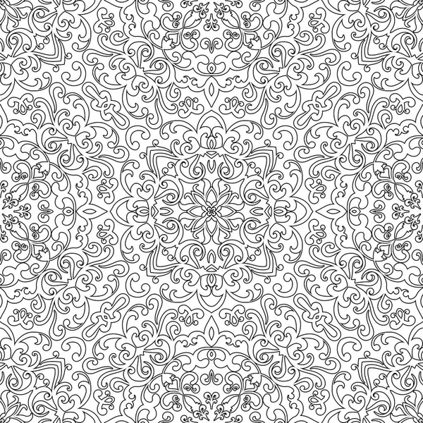 黒と白の塗り絵のシームレス パターン — ストックベクタ