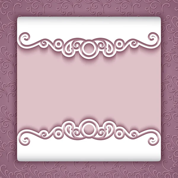 Knipsel papier frame met kant rand ornament — Stockvector