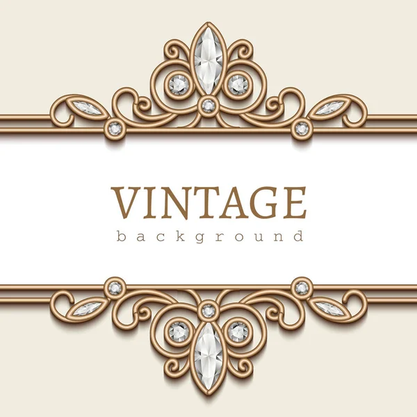 Vintage marco de joyería de oro — Vector de stock