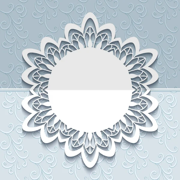 Round lace frame with cutout border pattern — Stock Vector