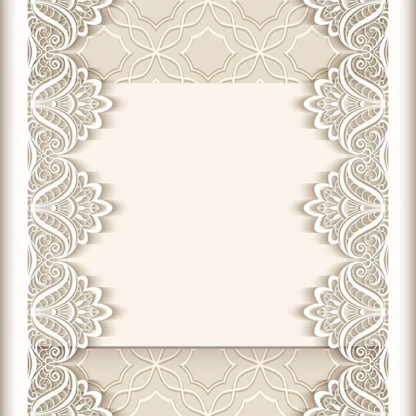 Fondo de papel vintage con bordes de encaje — Vector de stock