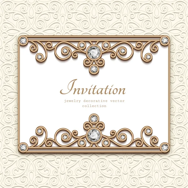 Vintage diamond jewelry card, invitation template — Stock Vector