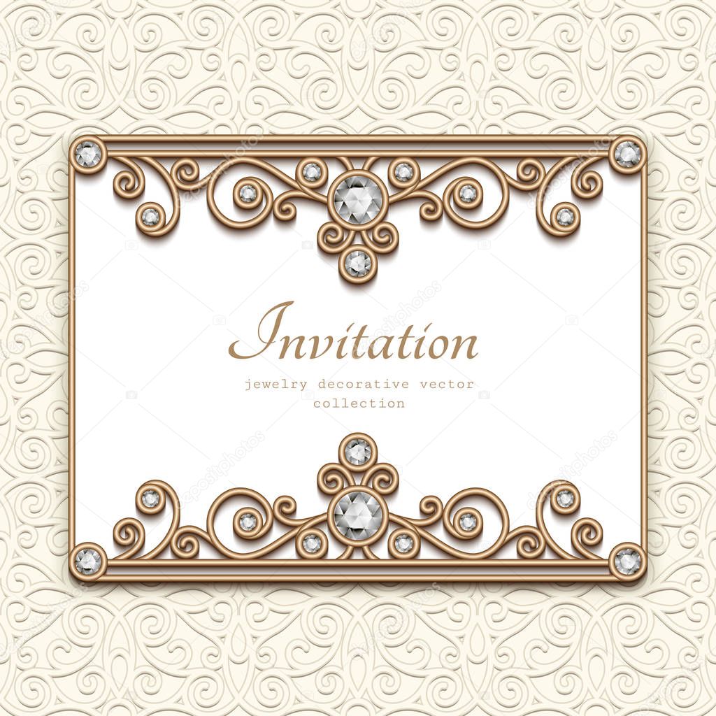 Vintage diamond jewelry card, invitation template