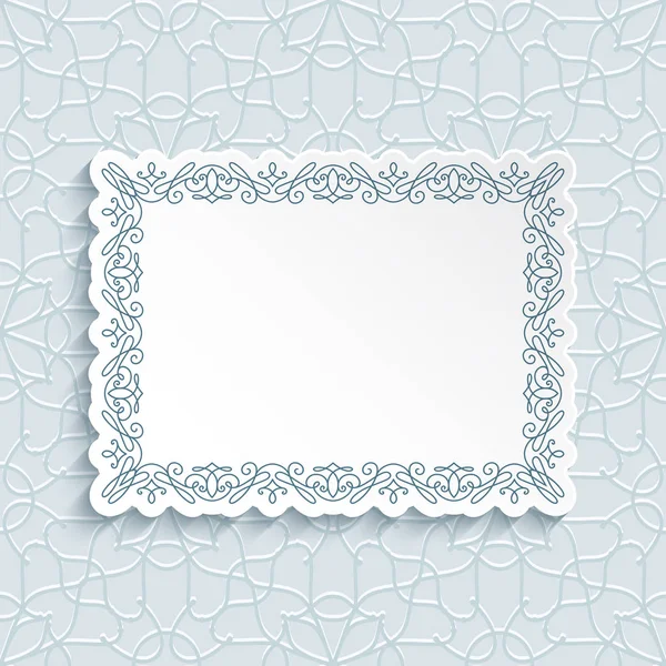 Knipsel papier frame met rand sieraad — Stockvector