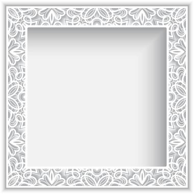 Kesme kağıt dantel kenarlıklı kare çerçeve