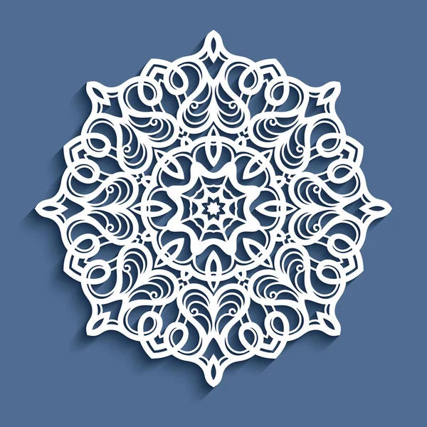 Paper lace doily, cutout round ornament — Stock Vector