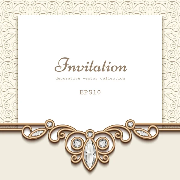 Vintage jewelry invitation card — Stock Vector