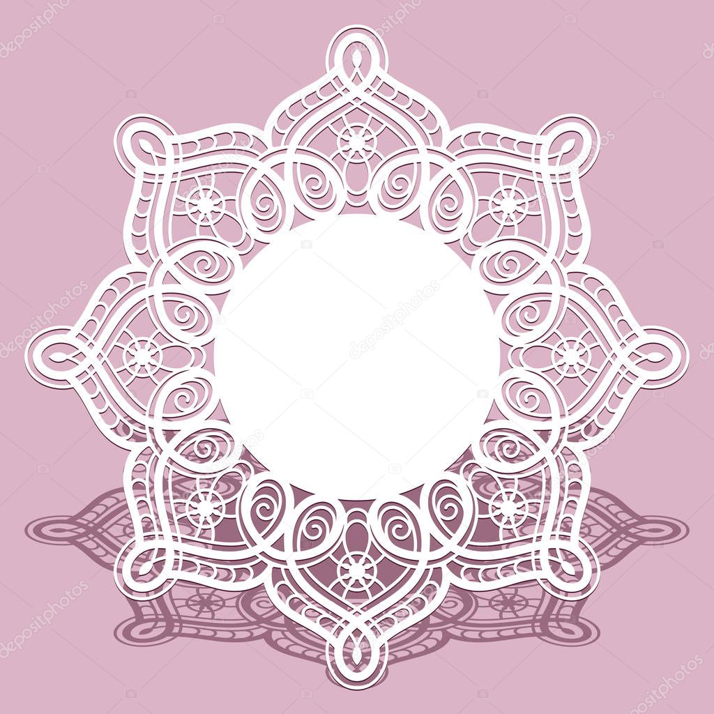 Round lace frame, cutout paper label