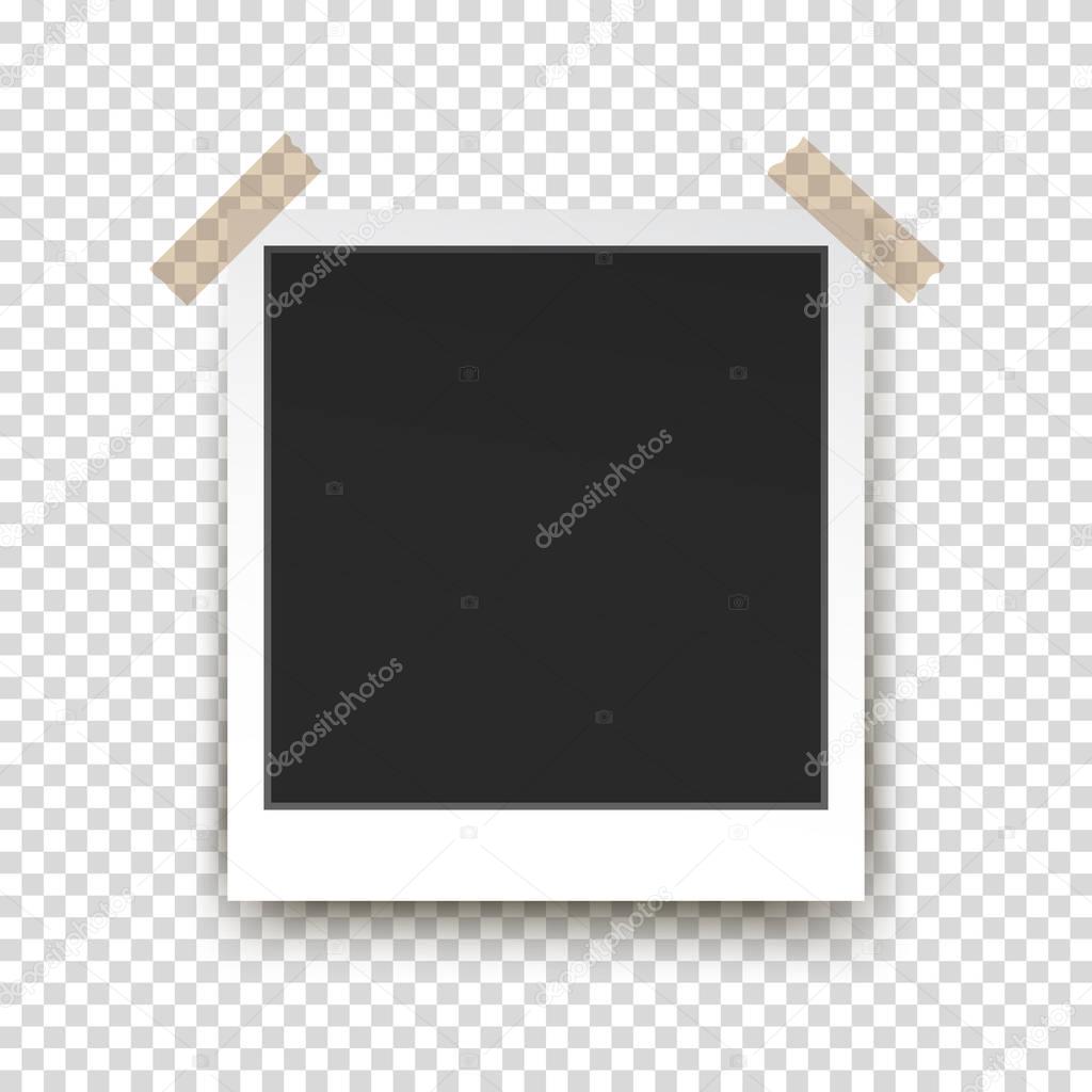 Retro photo frame on transparent background