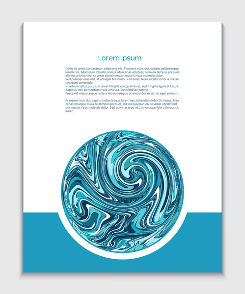 Brochure folder met cirkel van blauwe water swirls — Stockvector