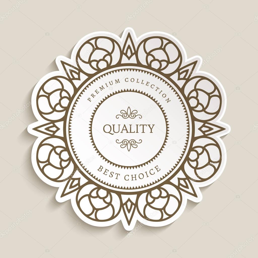 Cutout paper label with ornamental border