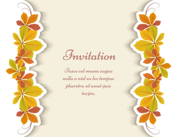 Tarjeta de felicitación con hojas amarillas de otoño — Archivo Imágenes Vectoriales