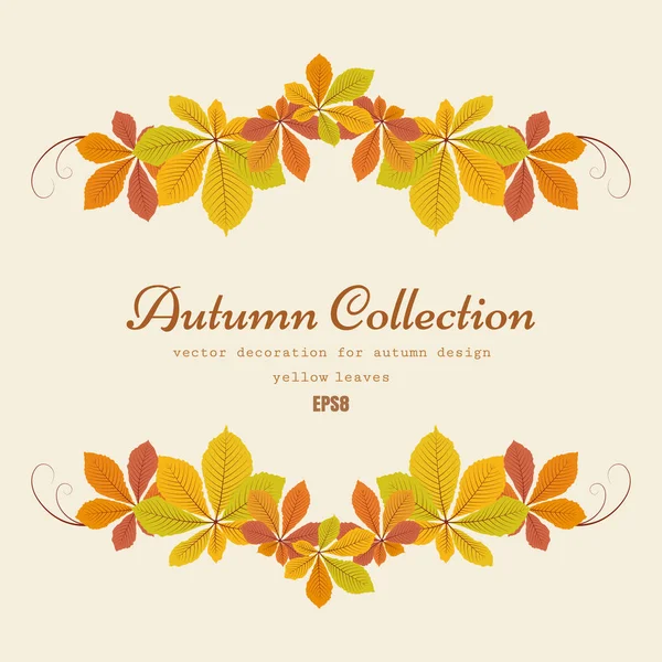Autumn background with chestnut leaves vignette — Stock Vector