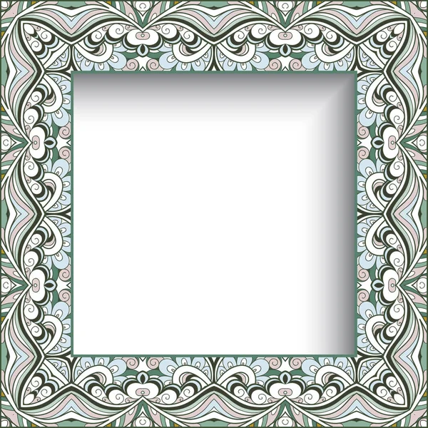 Quadro quadrado com borda ornamental encaracolado — Vetor de Stock