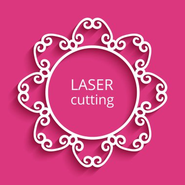 Kesme kağıt sınır desenli yuvarlak çerçeve