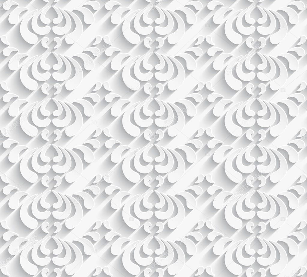 White seamless pattern with paper swirls