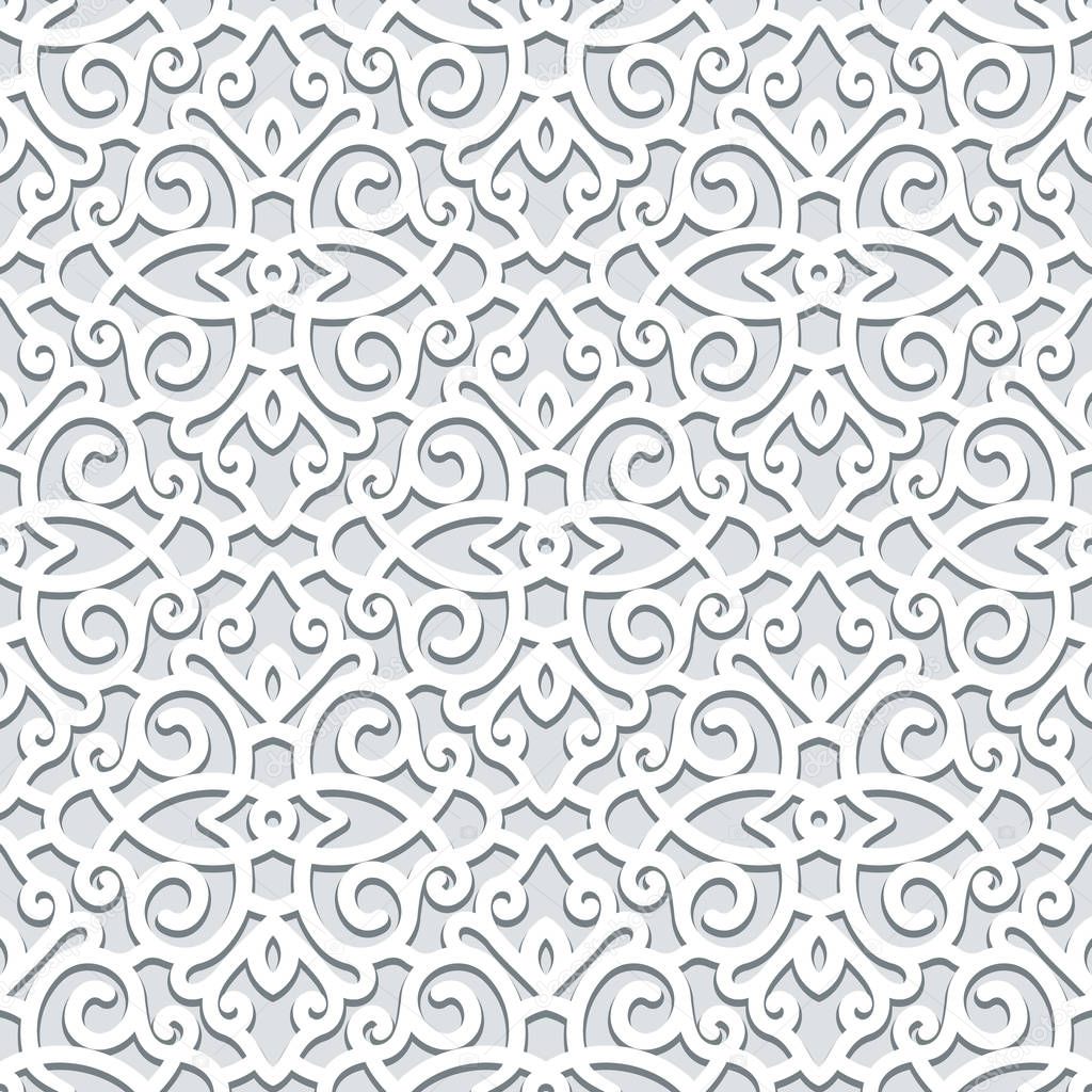 Curly seamless pattern in neutral color