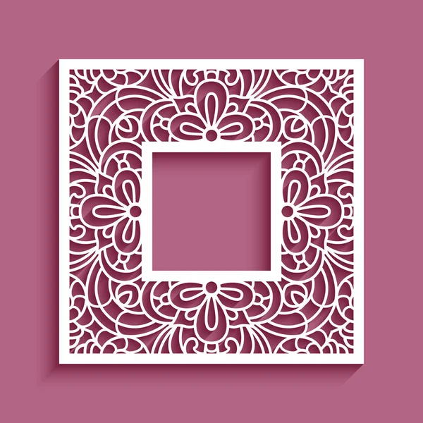 Cadre carré avec bordure en dentelle découpée — Image vectorielle
