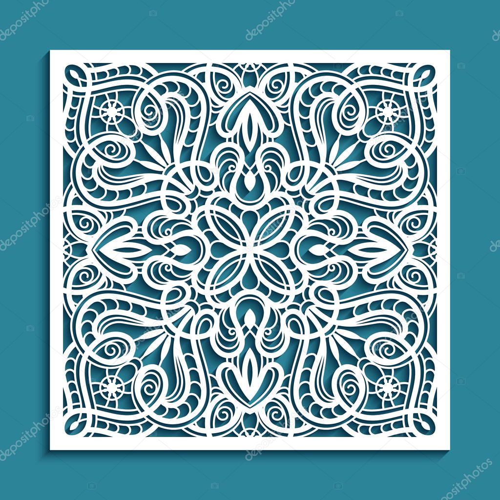 Square tile with lace pattern