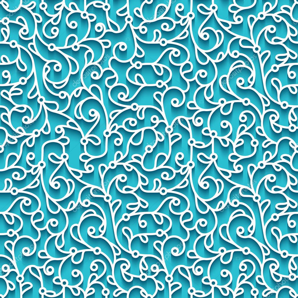 Seamless lace pattern with cutout paper swirls