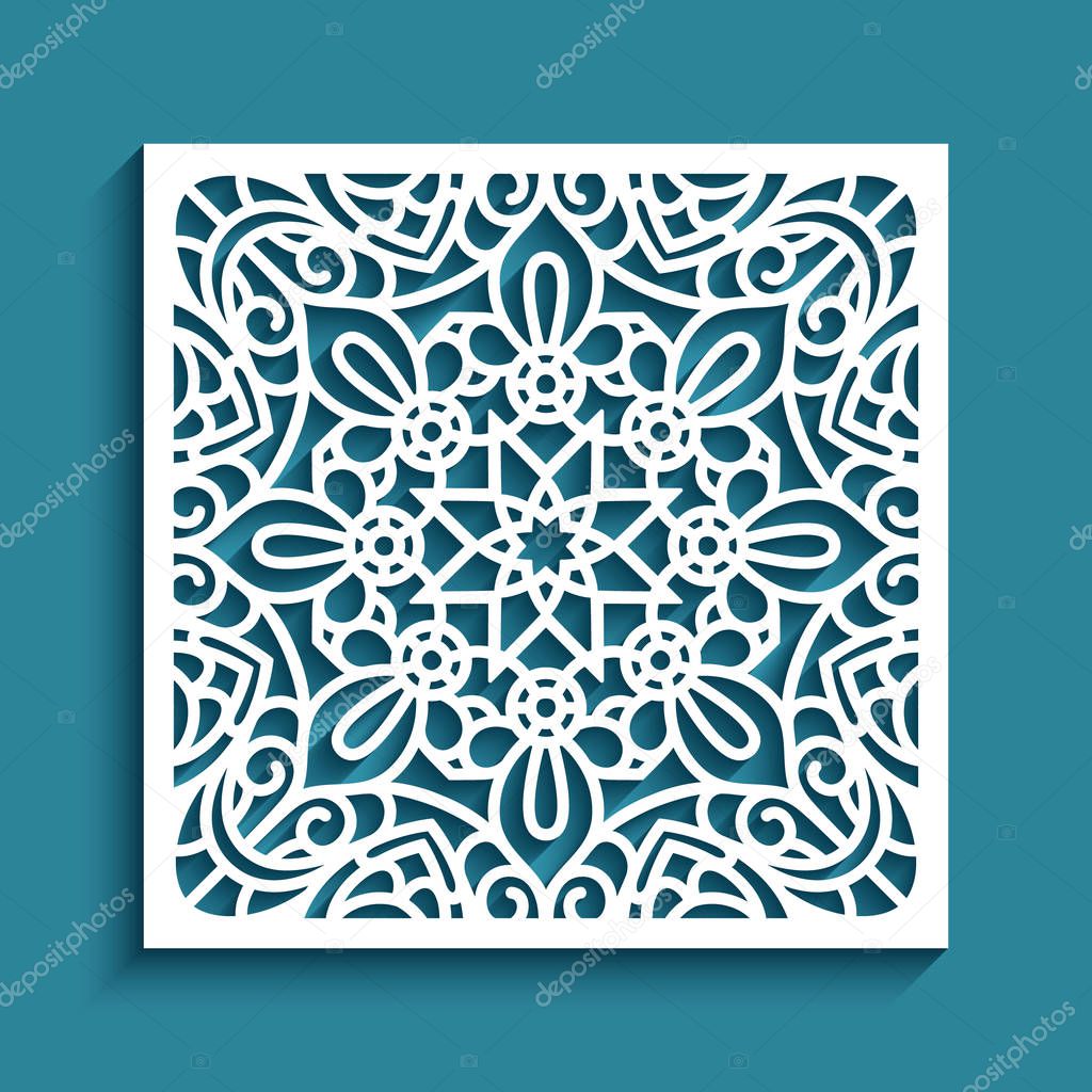 Square panel with lace pattern