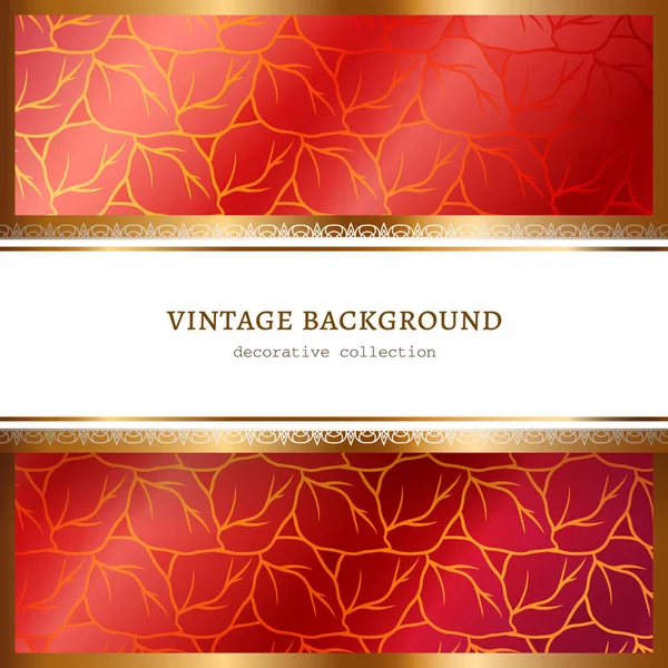 Ornamental red frame with gold borders — Stock Vector