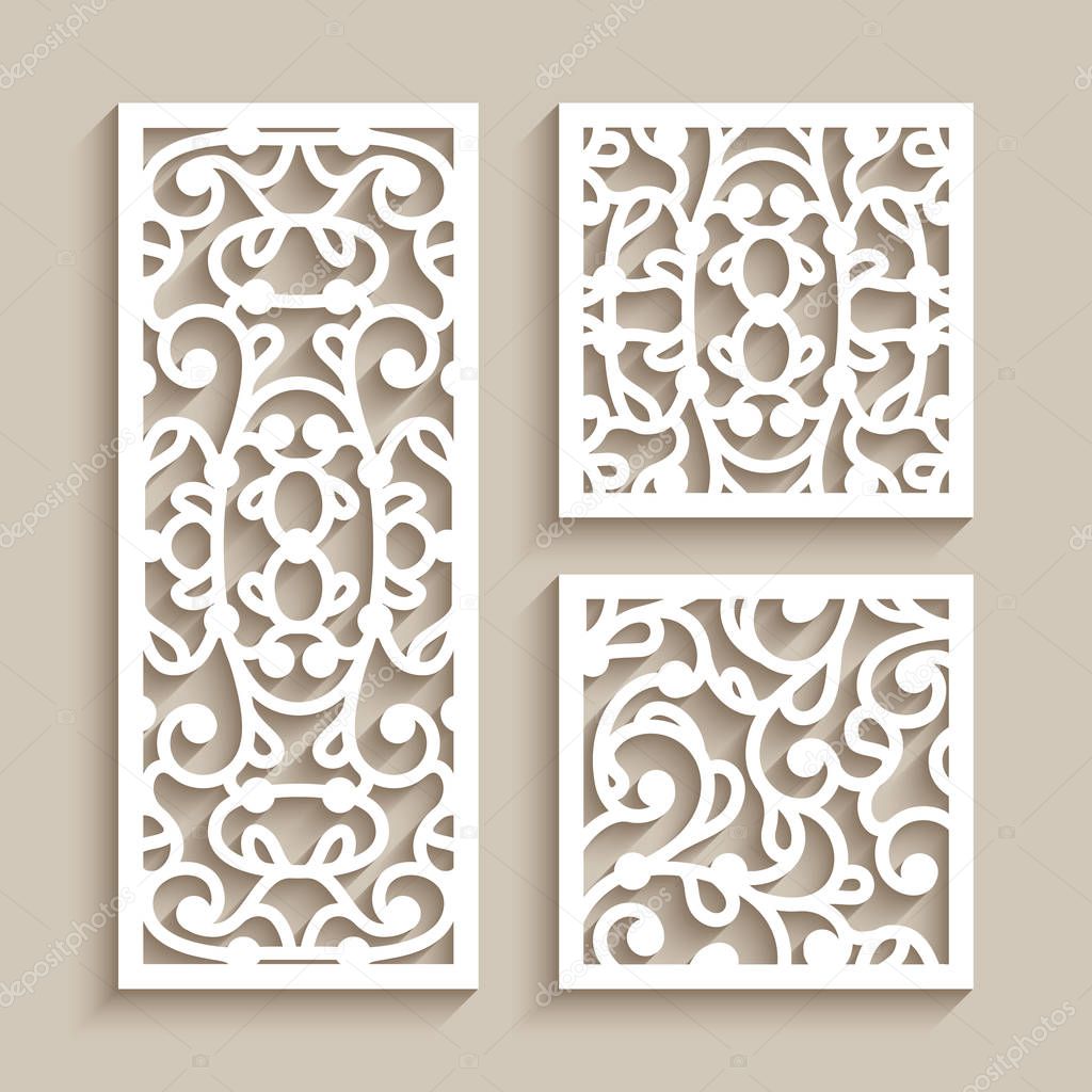 Ornamental tiles with cutout paper pattern