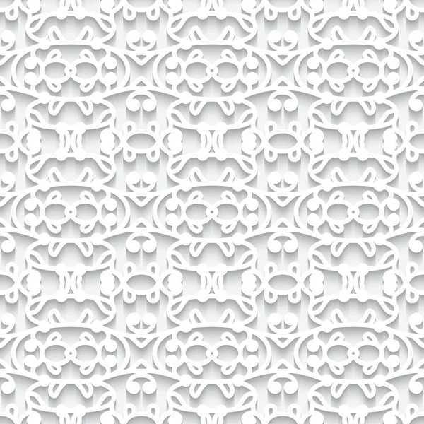 Cutout Paper Pattern Seamless Lace Texture Ornamental Background White Color — Stock Vector