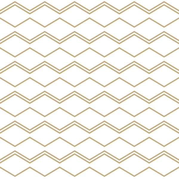 Simple Geometric Pattern Golden Zigzag Lines White Gold Ornamental Background — Stock Vector