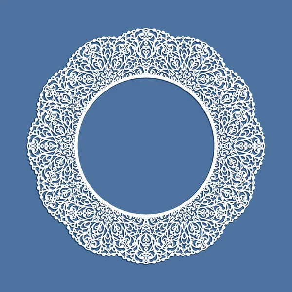 Cadre Circulaire Avec Bordure Dentelle Ornementale Motif Papier Découpé Modèle — Image vectorielle