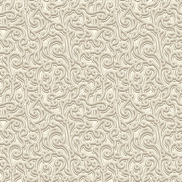 Vintage Beige Nahtloses Muster Geprägtes Leder Oder Papierstruktur Wirbelnde Blütenornamente — Stockvektor