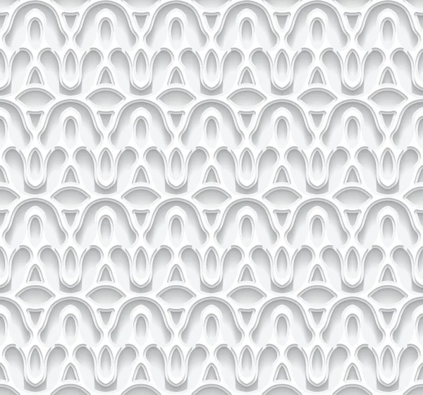 Modello Senza Cuciture Carta Ritagliata Fondo Bianco Ornamentale Con Texture — Vettoriale Stock