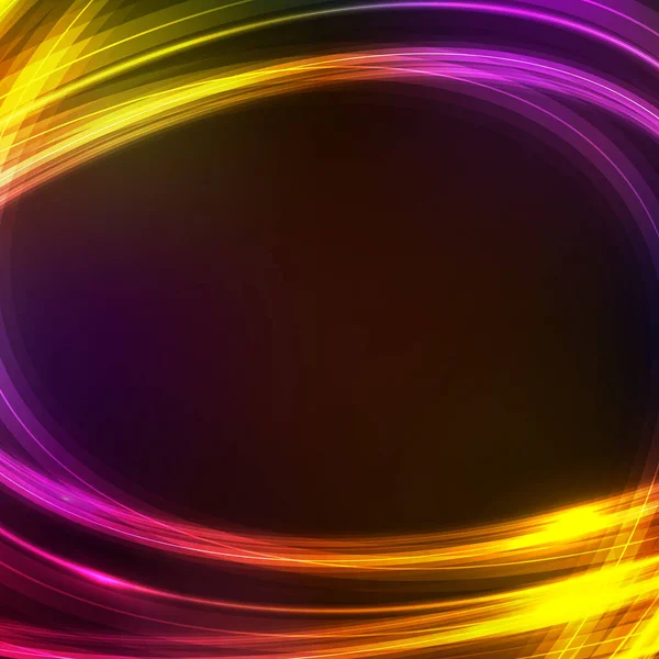 Abstract Vierkante Achtergrond Met Kleurrijke Lichtlijnen Zwart Neon Gloed Effect — Stockvector