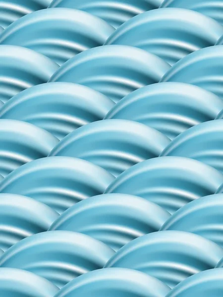 Blaue Meereswellen Nahtloses Muster Abstraktes Fischschuppen Ornament — Stockvektor