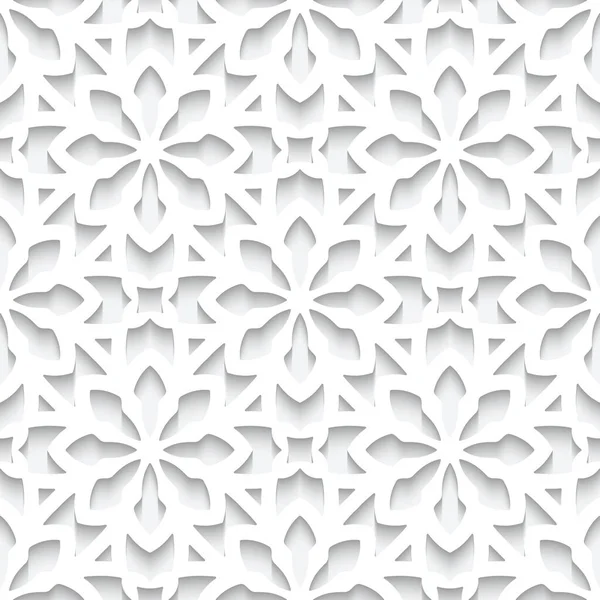 Cutout Paper Pattern Seamless Lace Texture White Ornamental Background — Stock Vector