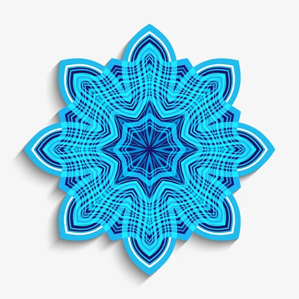 Ornamento Mandala Rotondo Con Linee Ondulate Ritaglio Carta Fiocco Neve — Vettoriale Stock