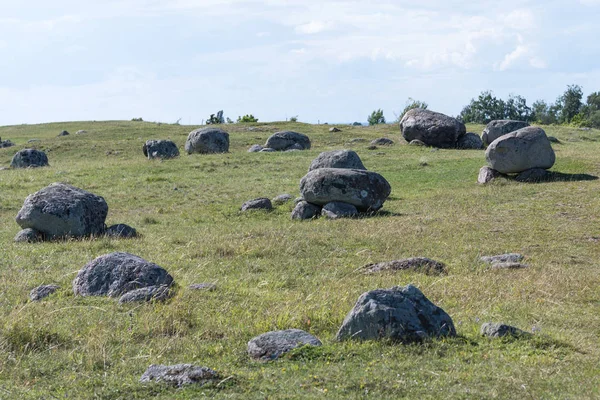 Historyczne gravefield w Szwecji — Zdjęcie stockowe
