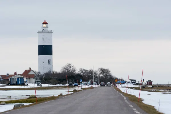 Swedish Lighthouse by winter season — Stock Photo, Image