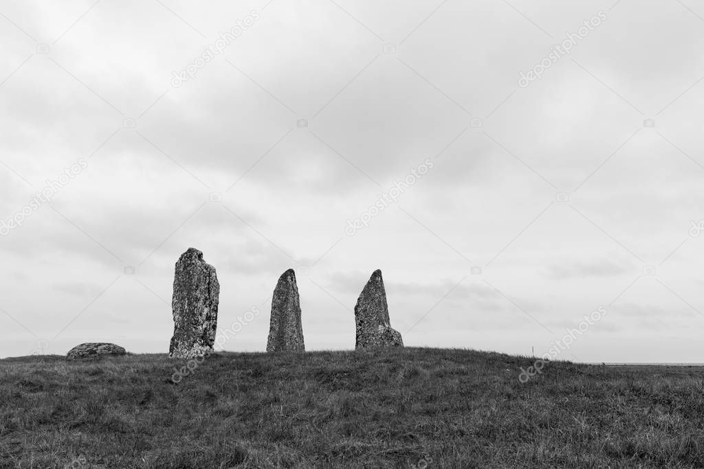 Open landscape with ancient standing stones