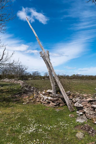 Velho Poço Abandonado Pela Aldeia Drostorp Patrimônio Mundial Sul Oland — Fotografia de Stock