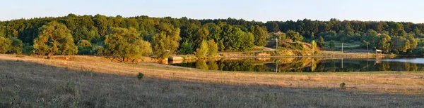 Rural lake wide panorama — Stock Photo, Image