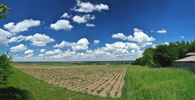 Bulutlar gökyüzünde alanıyla patates