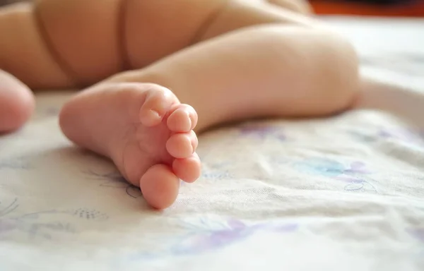 Foot Little Baby Close — Stock Photo, Image